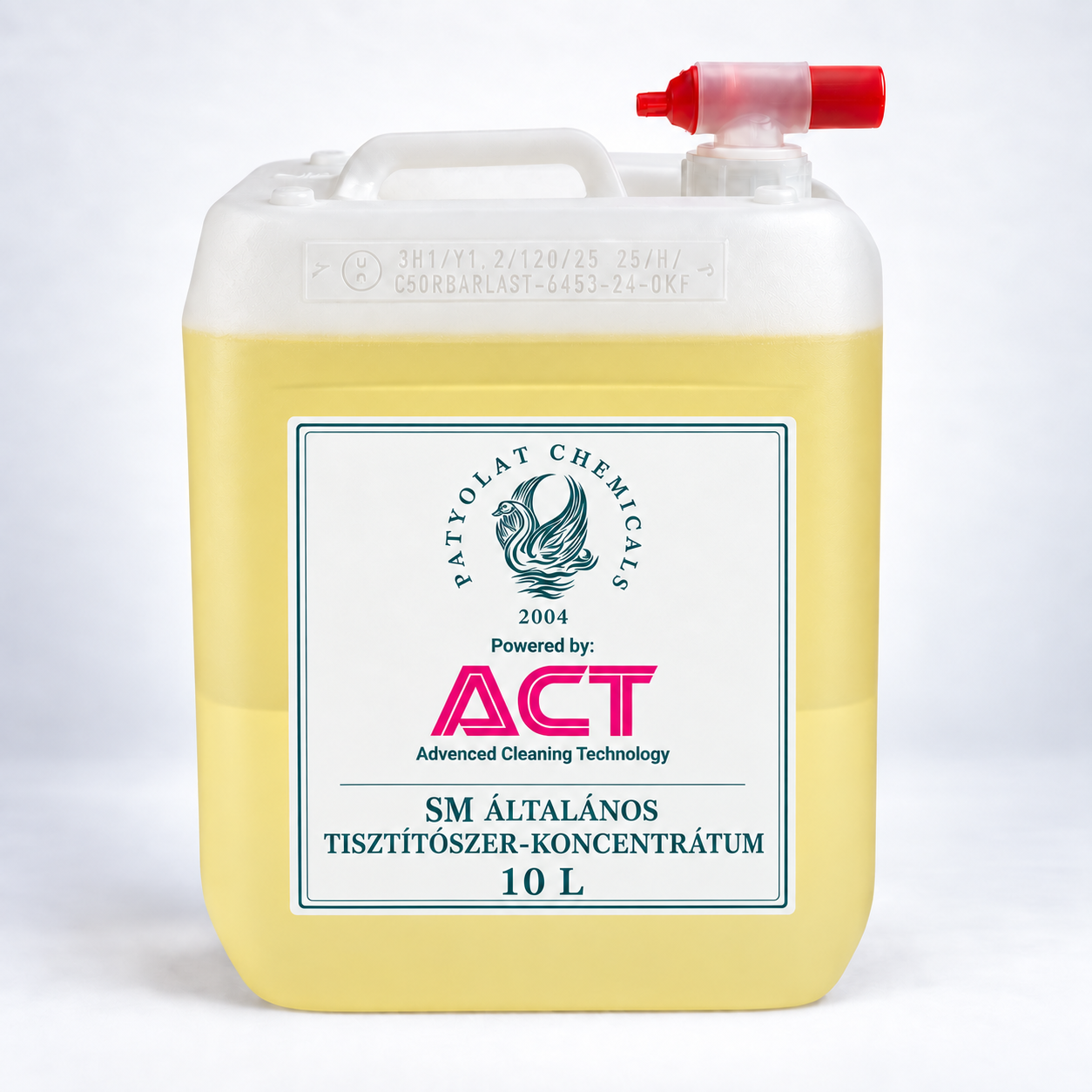 Patyolat Chemicals ACT SM általános tisztítószer-koncentrátum világossárga folyadékkal, 10 literes szögletes kannában